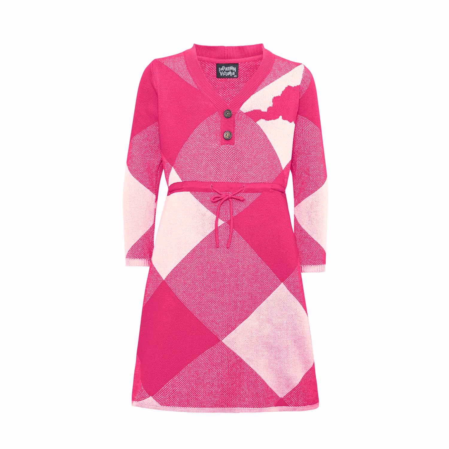Pink and White Girls Sweater Dress