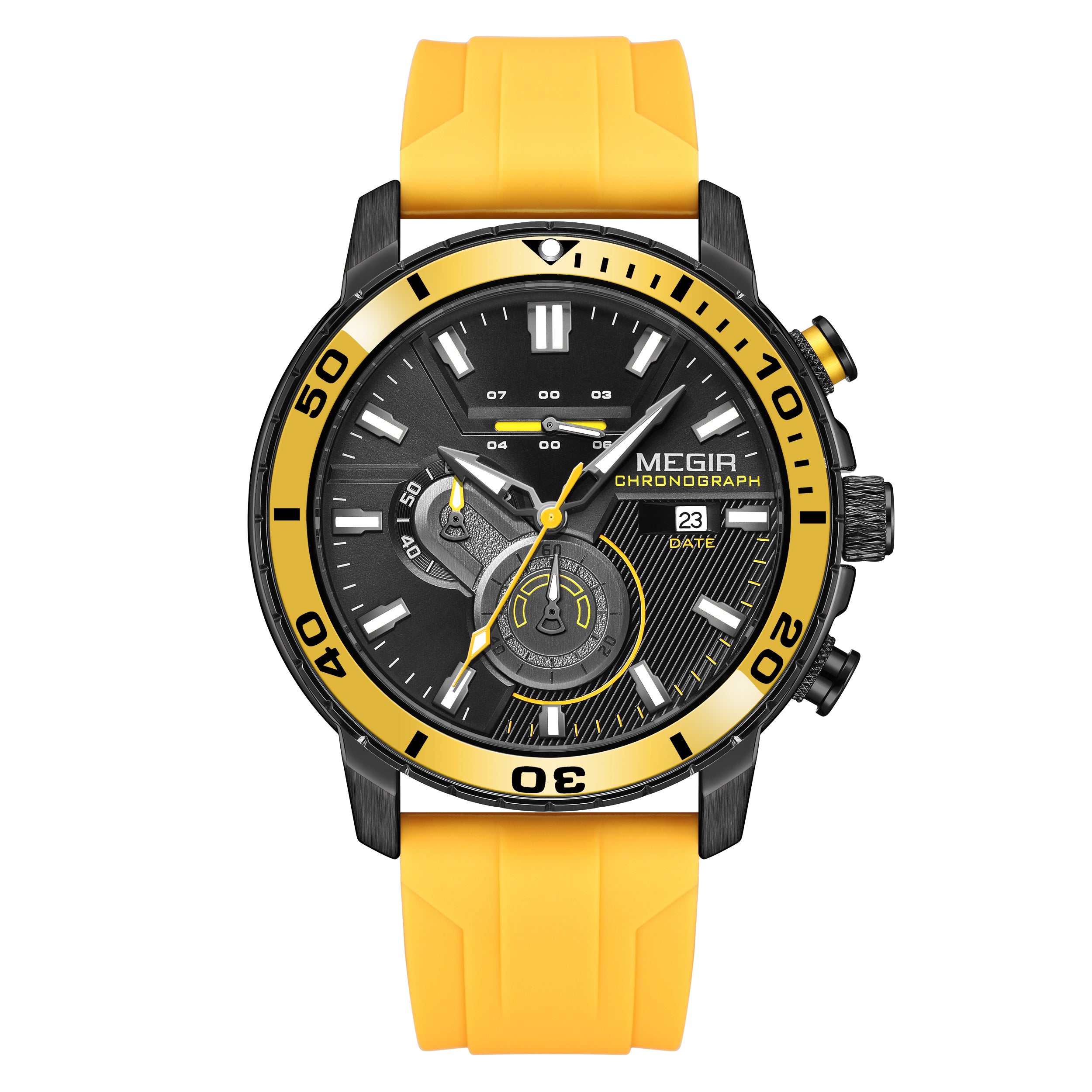 MEGIR Luxury Military Watches for Men Fashion Sport Quartz Wristwatch Waterproof Silicone Band Male Clock Chronograph with Date