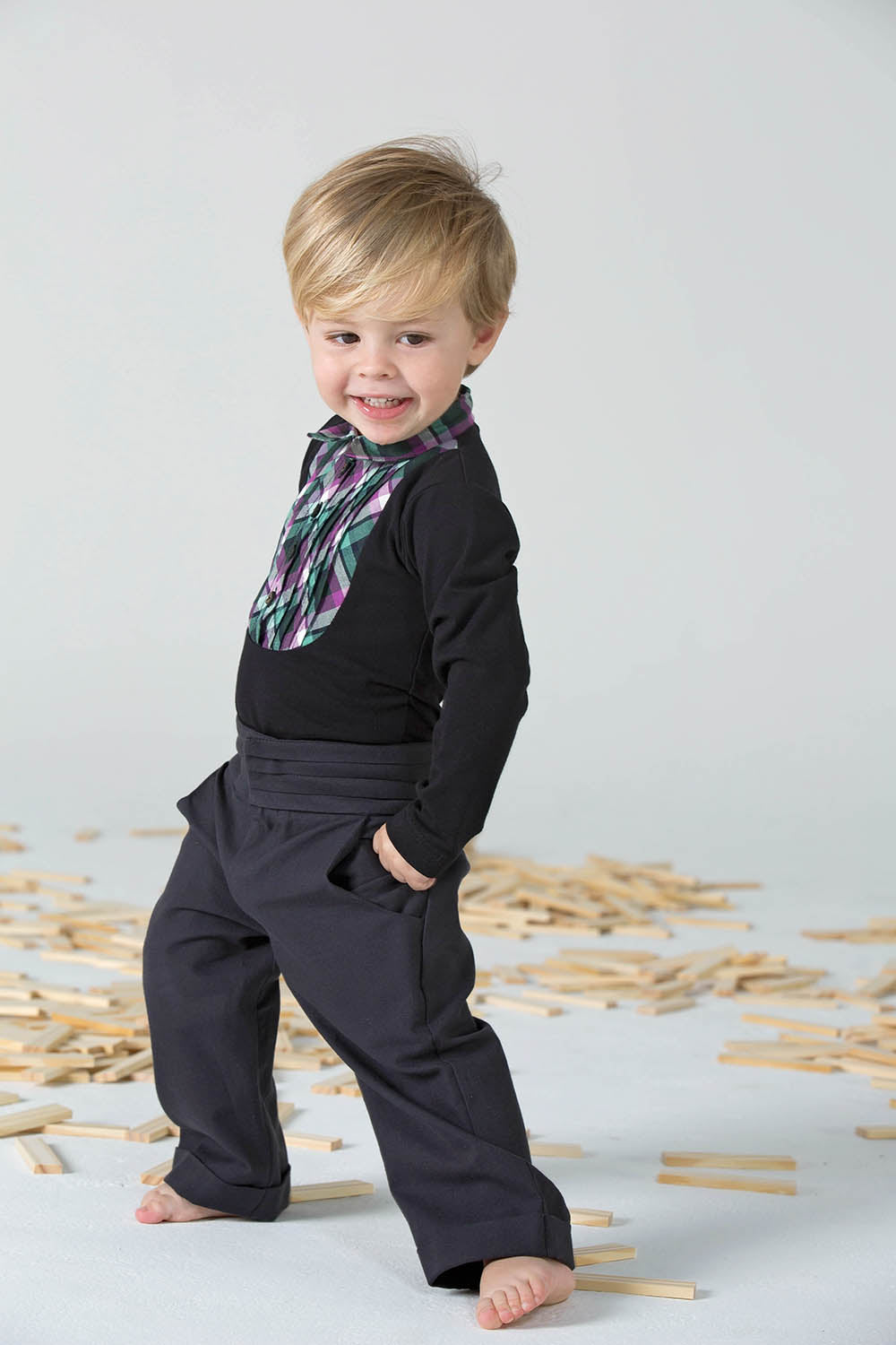 Black Pants with Pleated Belt