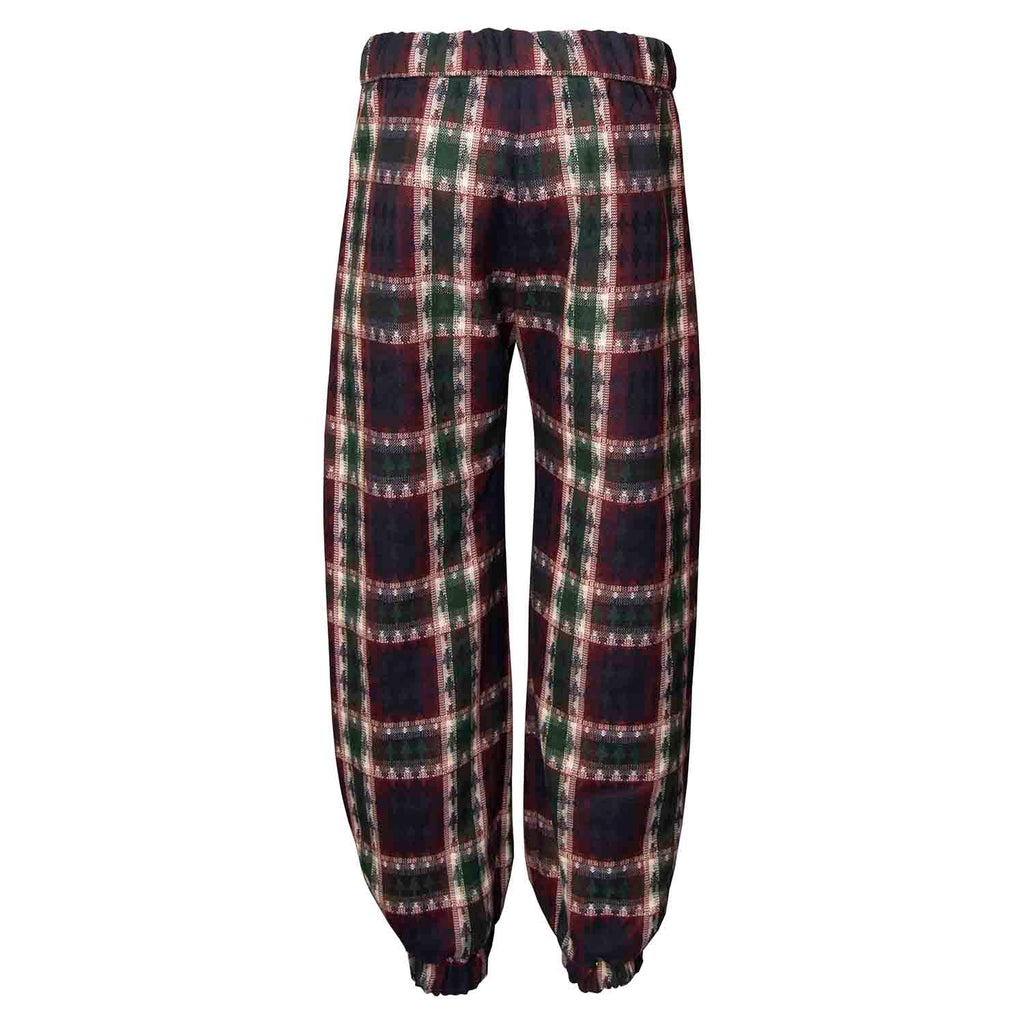 Kids Pants in Bordeaux and Green Tartan
