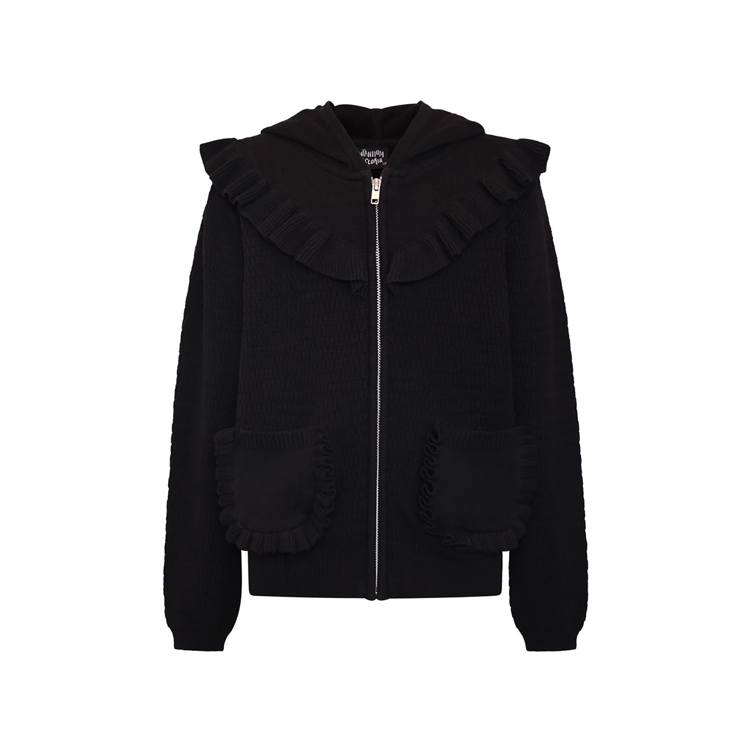 Knitted Kids Hoodie in Black