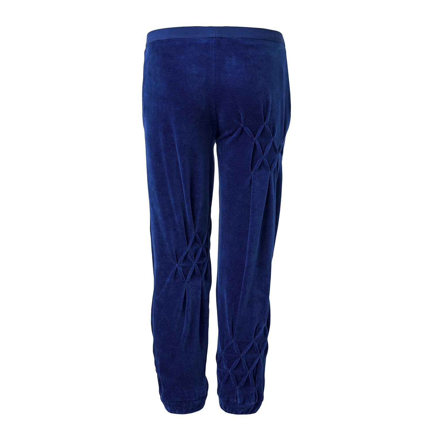 Kids Blue Velvet Track Pants with Hand Smock