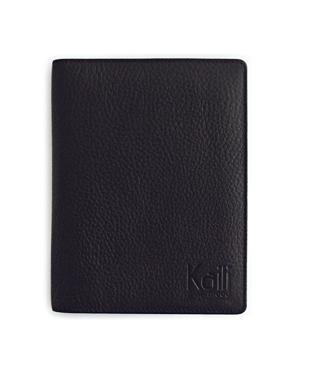 K0008AB | Bill Holder in Genuine Full-Grain Leather, Dollar Grain. Mini Internal Slots and Pen Loop. Black. Dimensions: 12 x 16 x 1 cm. Packaging: Non-woven Bag