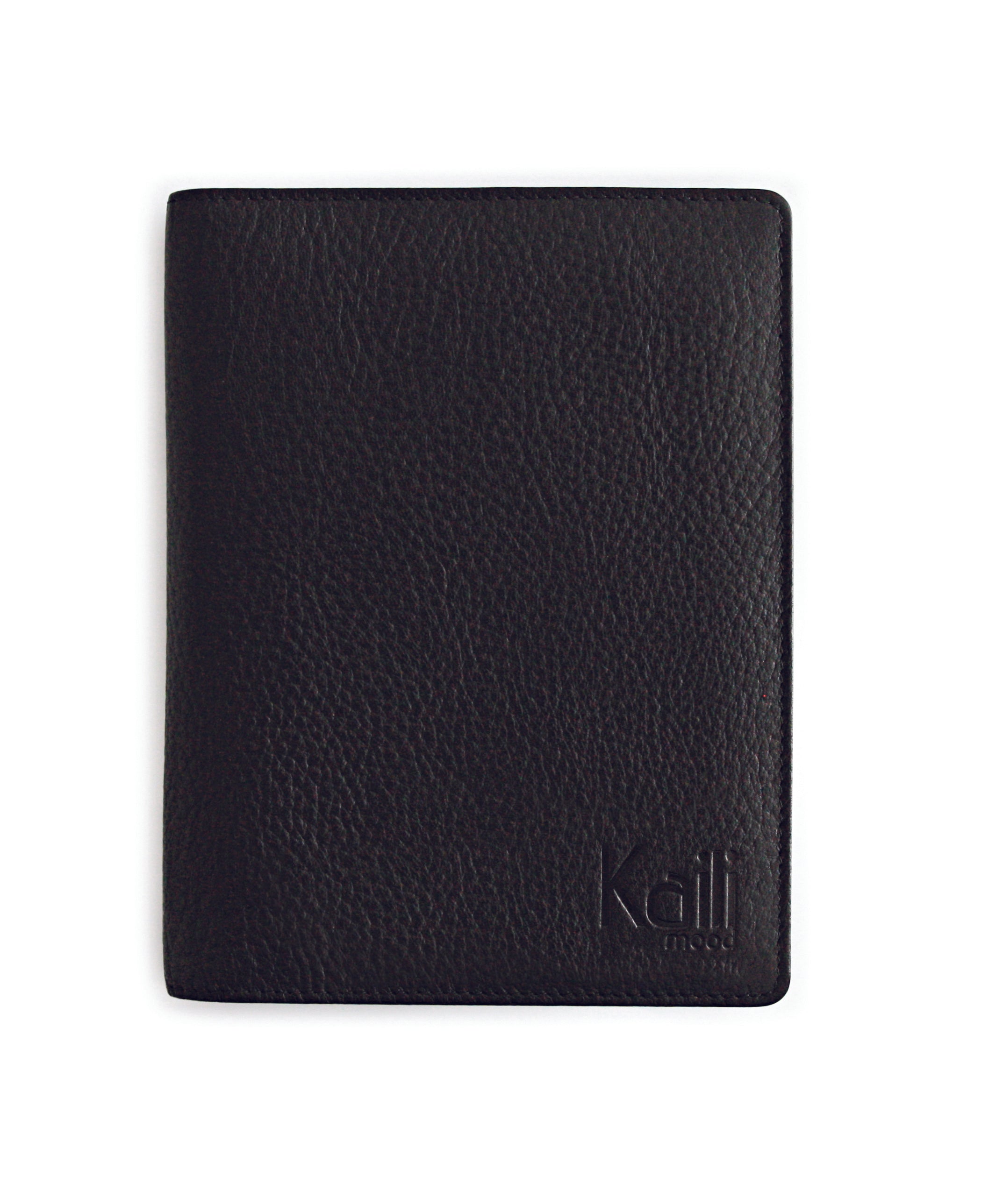 K0008AB | Bill Holder in Genuine Full-Grain Leather, Dollar Grain. Mini Internal Slots and Pen Loop. Black. Dimensions: 12 x 16 x 1 cm. Packaging: Non-woven Bag