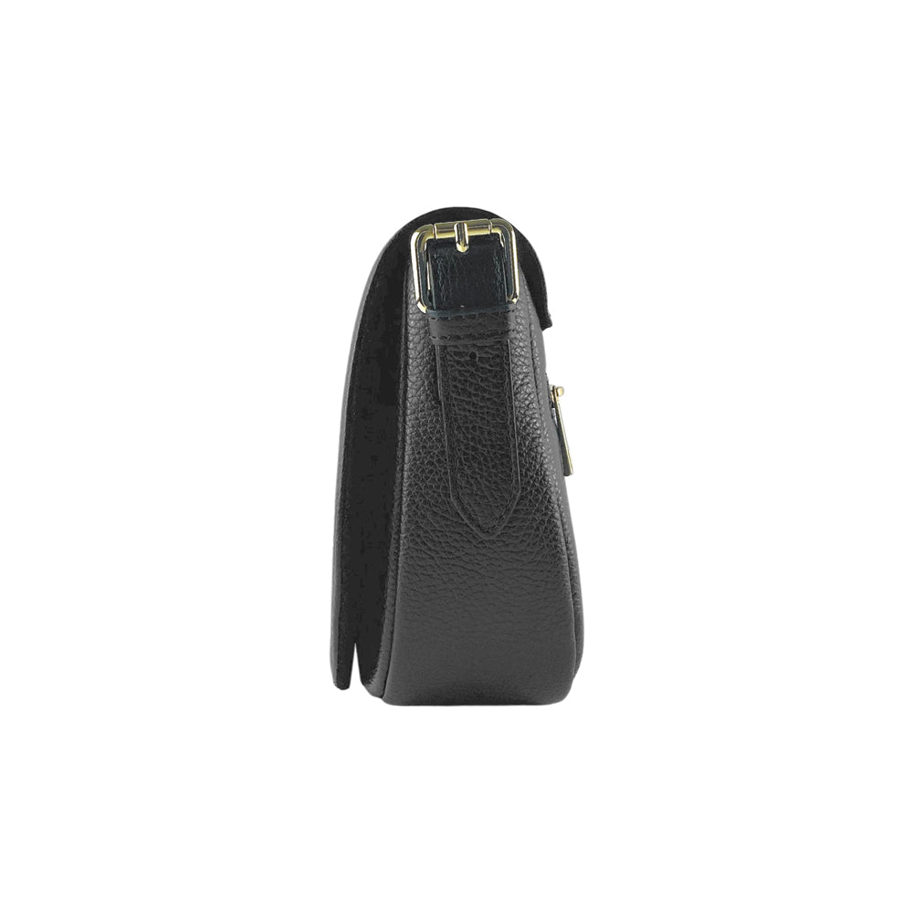 RB1002A | Genuine Leather Shoulder Bag Made in Italy with Removable Leather Shoulder Strap and Shiny Gold Metal Buckle Attachments - Black Color - Dimensions: 26 x 20 x 10 cm