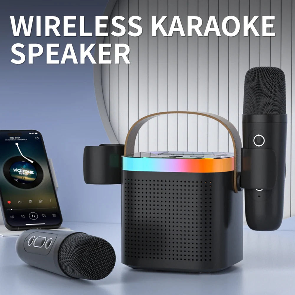 NNEOBA Portable Bluetooth Karaoke Speaker System with Microphones