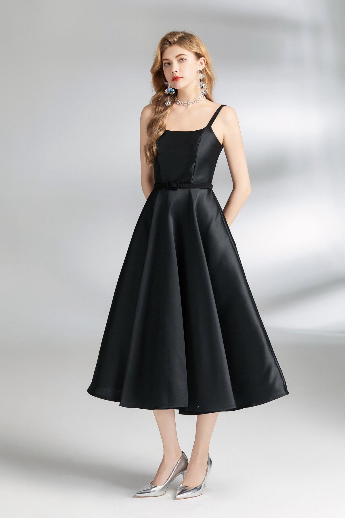Audrey Hepburn Spaghetti Strap Flare Dress