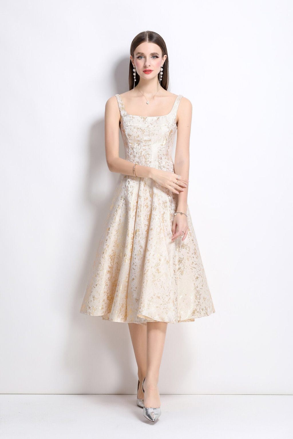 Paloma Slim Fit Jacquard Midi Dress