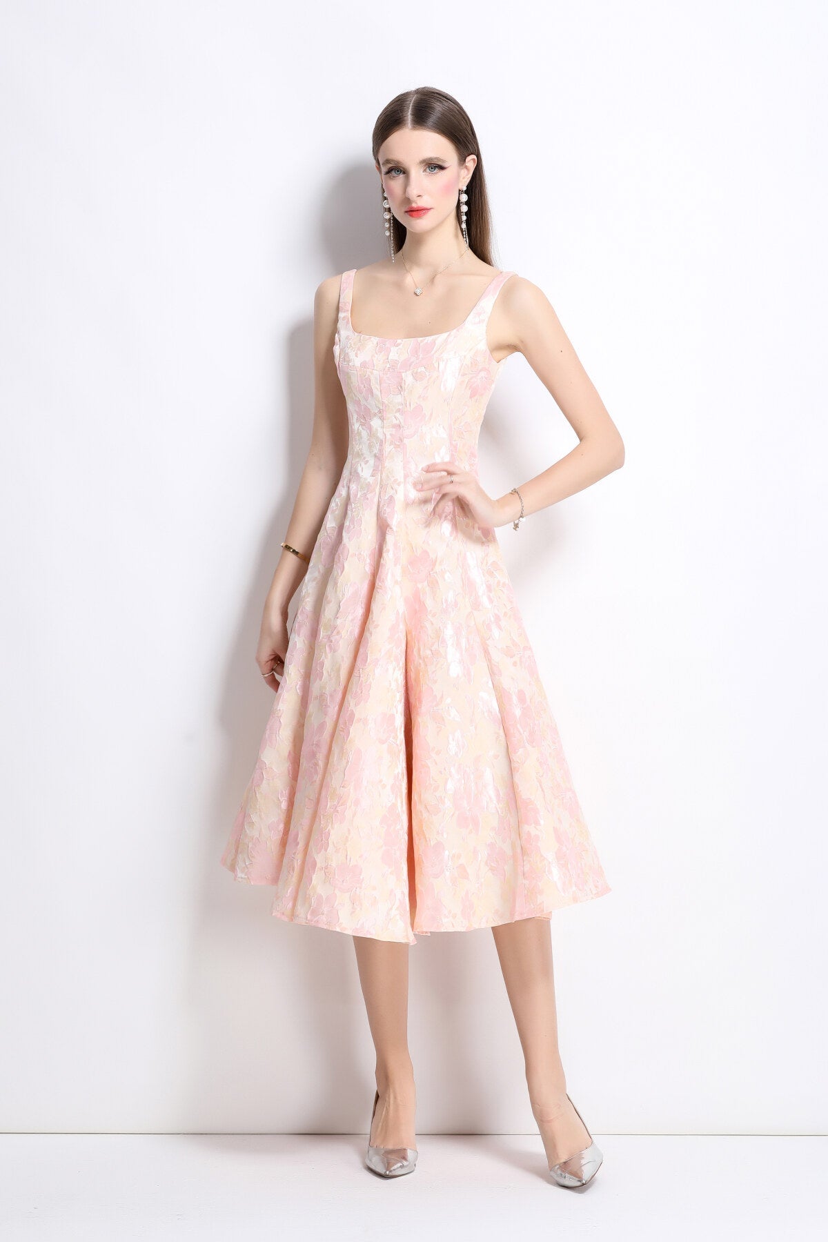 Paloma Slim Fit Jacquard Midi Dress