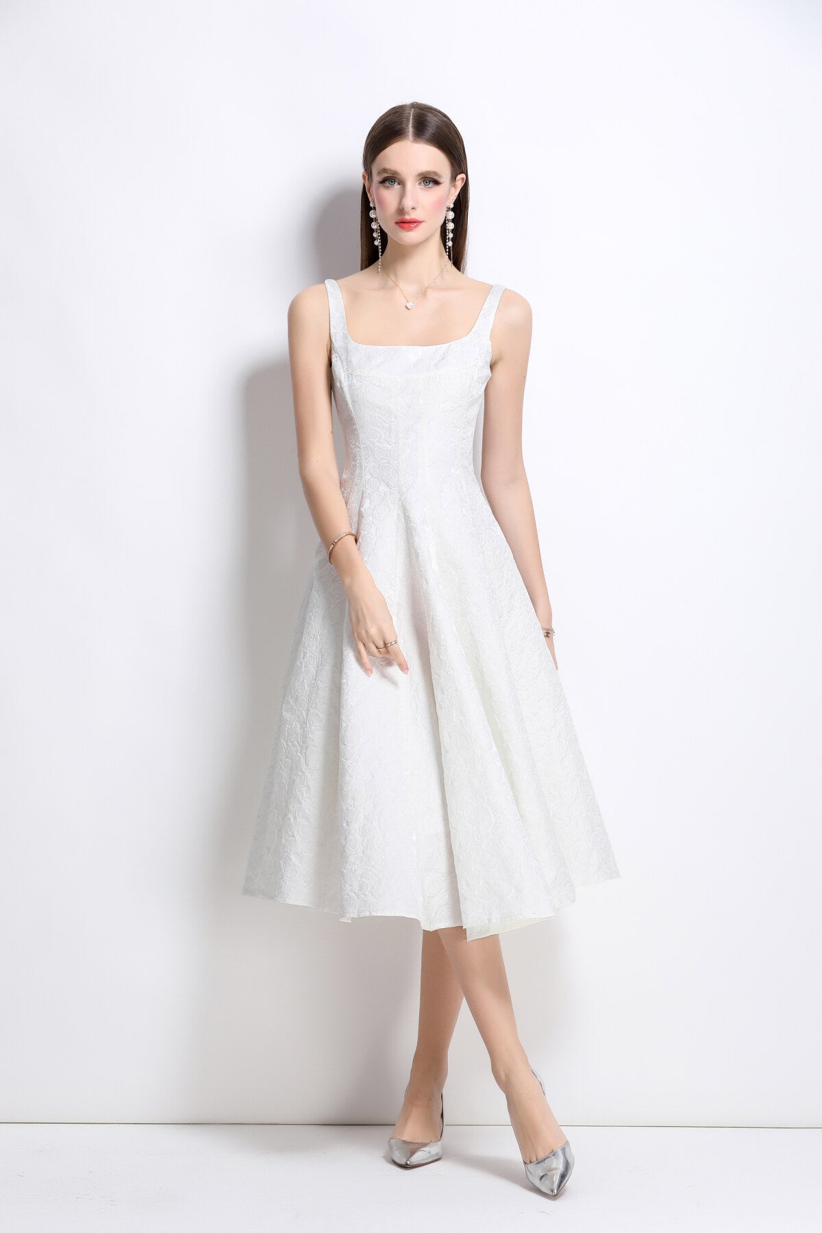 Paloma Slim Fit Jacquard Midi Dress