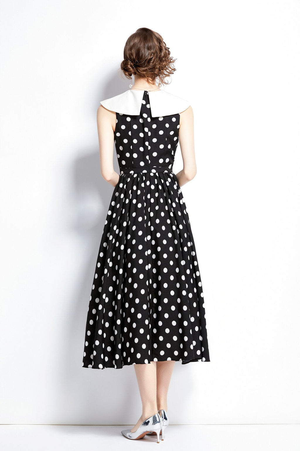 Peter Pan Collar Vintage Polka Dot Midi Dress