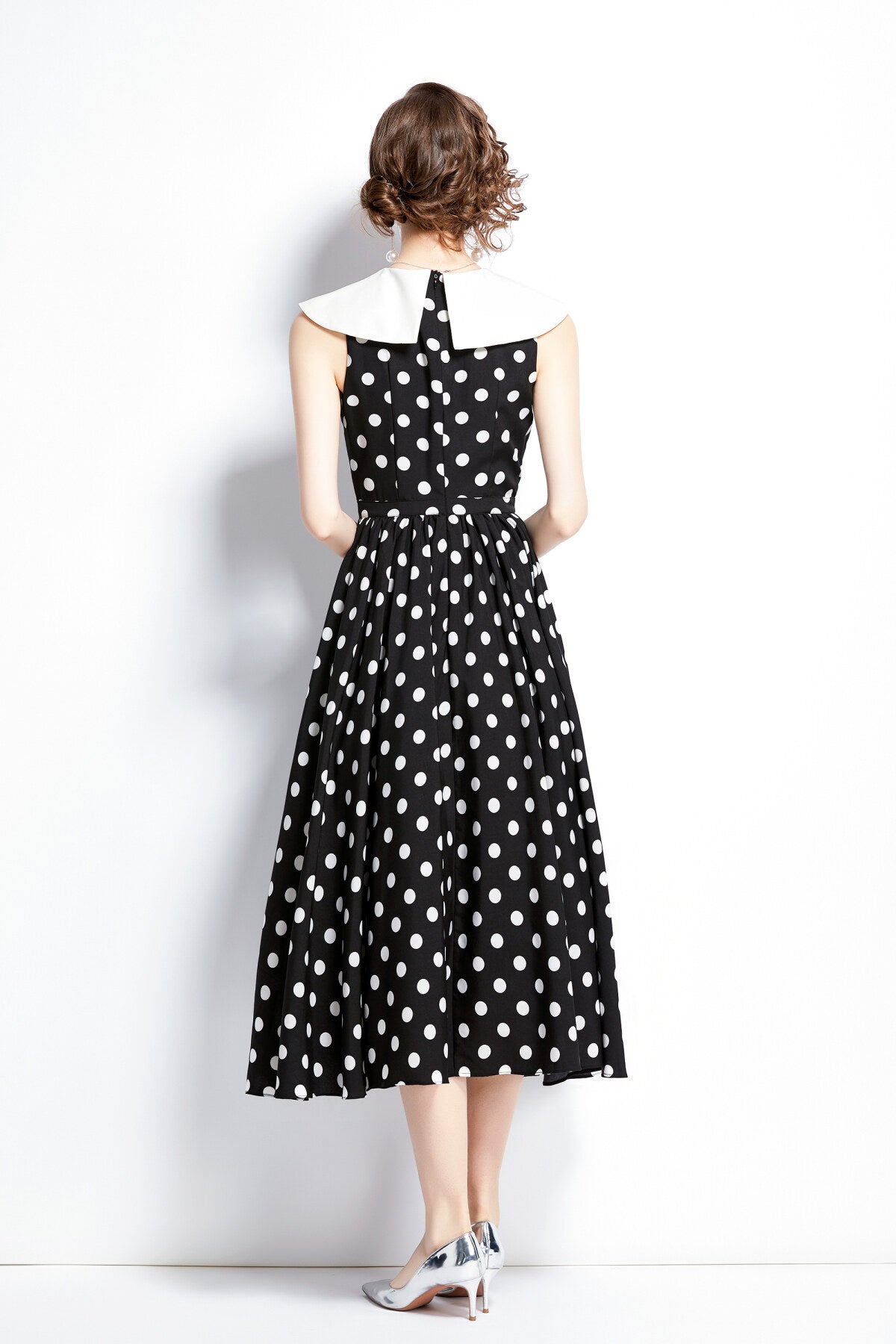 Peter Pan Collar Vintage Polka Dot Midi Dress