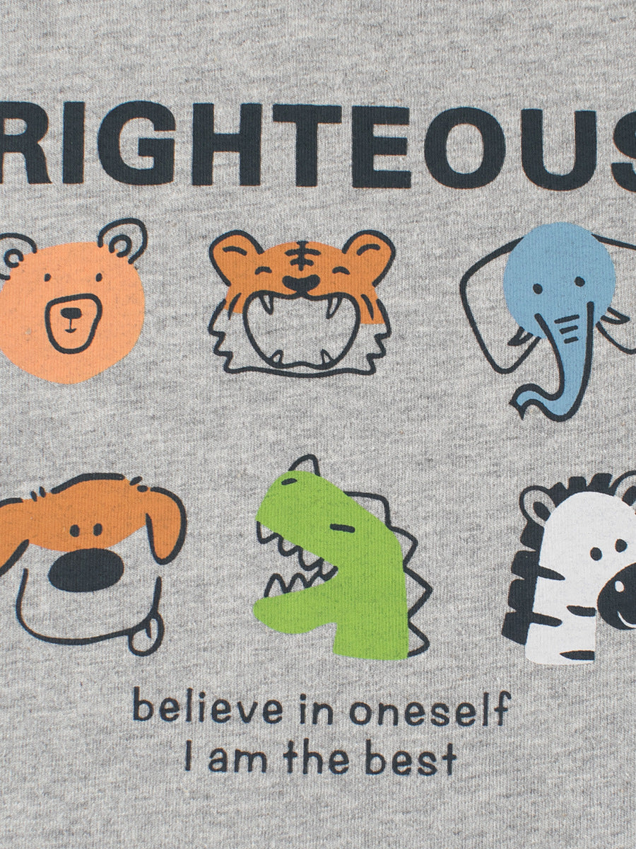 Autumn Baby Boys Letters and Animals Print Color Patchwork Long Sleeves Crew Neck Base Top Shirt