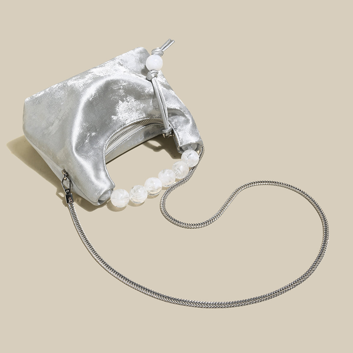 Silver Pearl Top Handle Bag