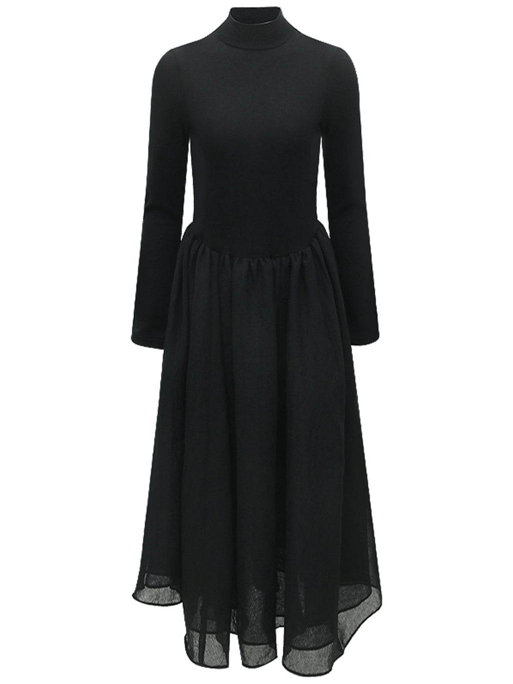 Solid Black Pleated Maxi Dress