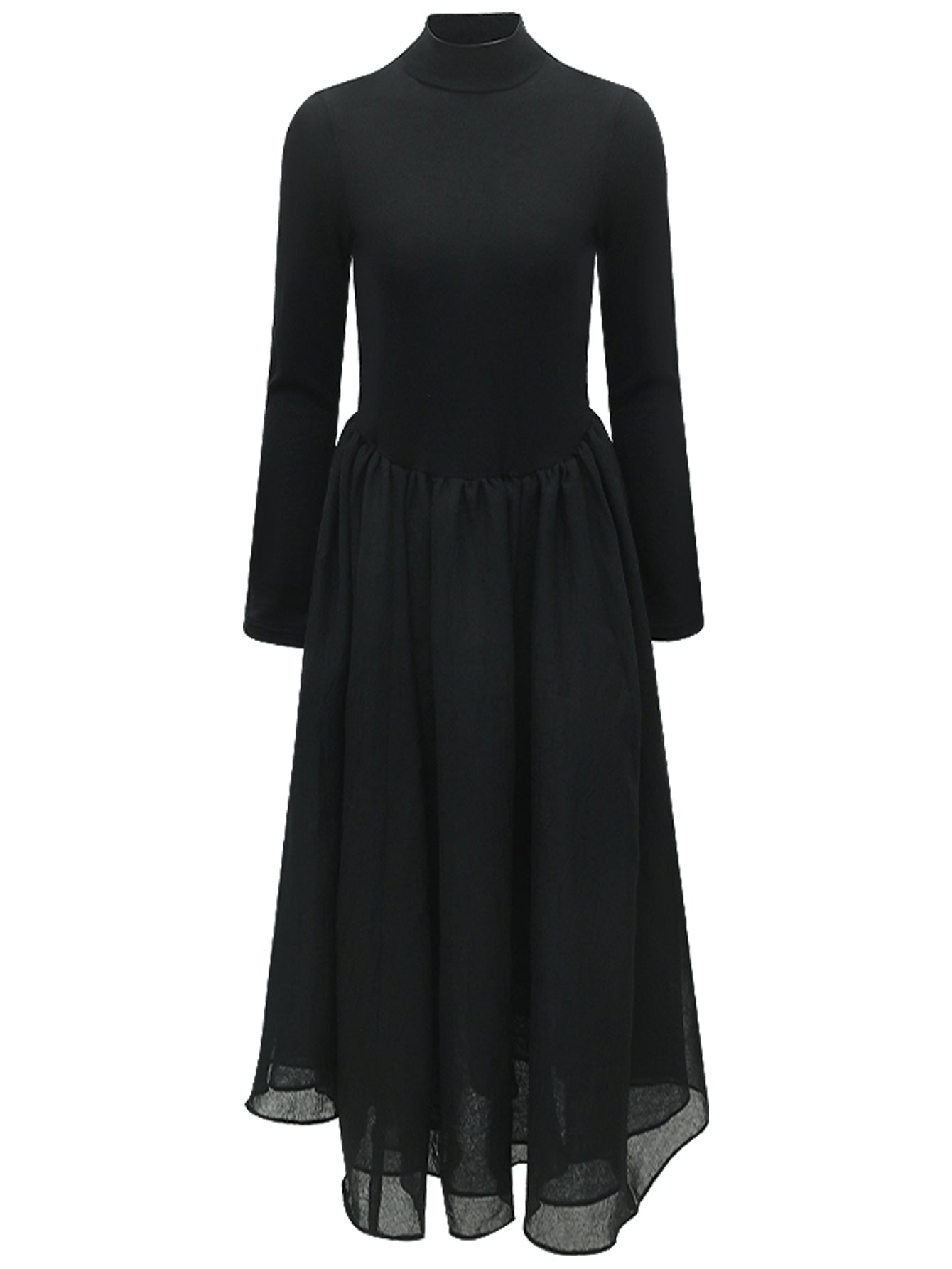Solid Black Pleated Maxi Dress