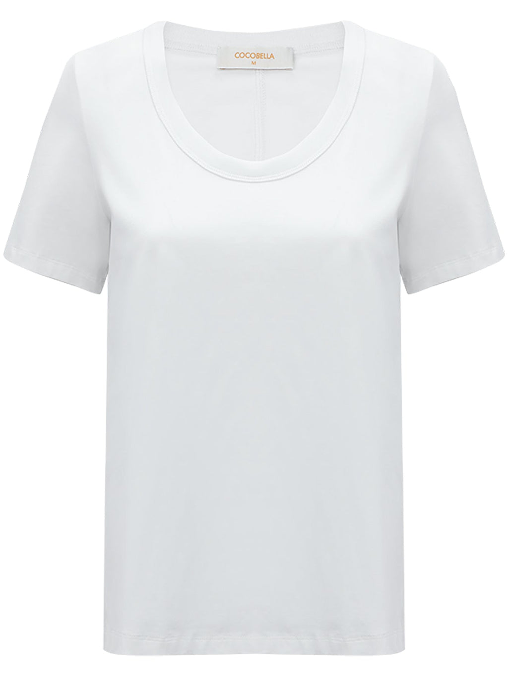 Stain-Resistant White Cotton U-Neck Short Sleeve Tee