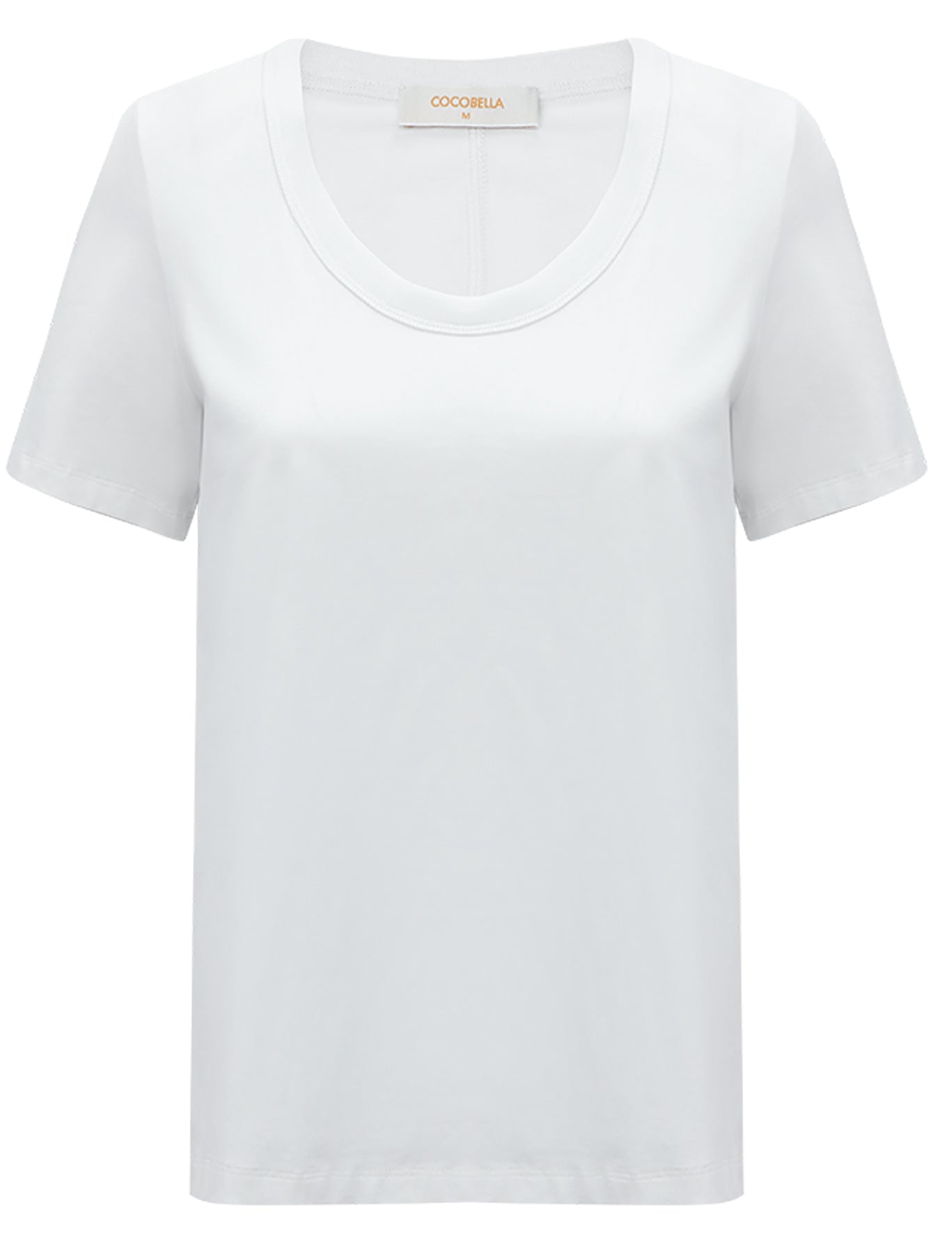 Stain-Resistant White Cotton U-Neck Short Sleeve Tee