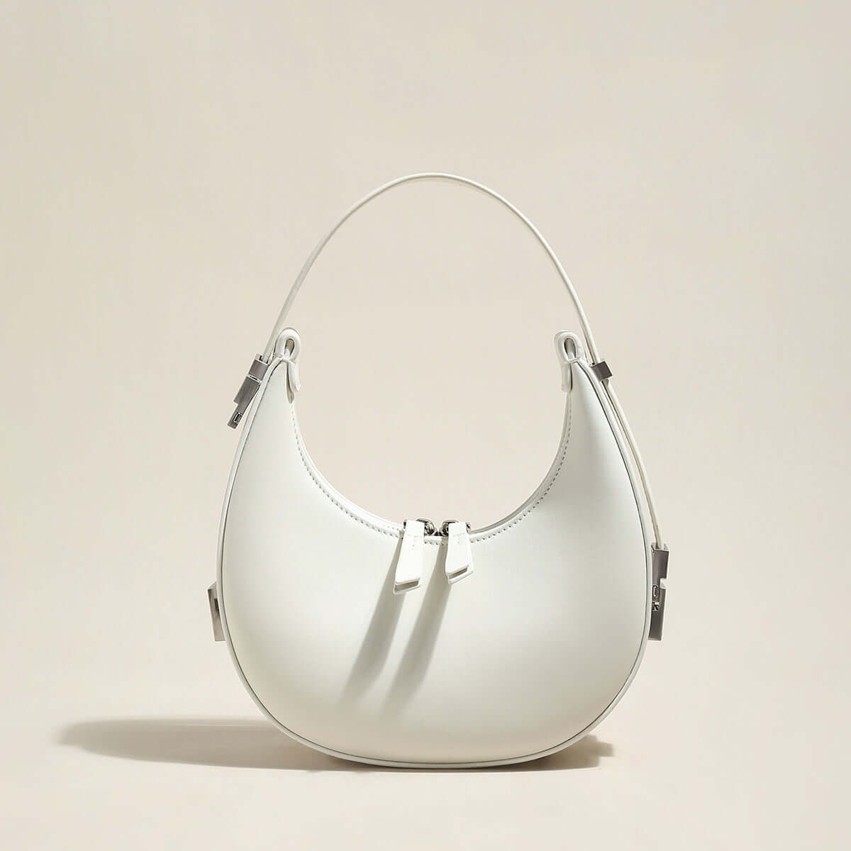 Structured Leather Crescent Moon Bag