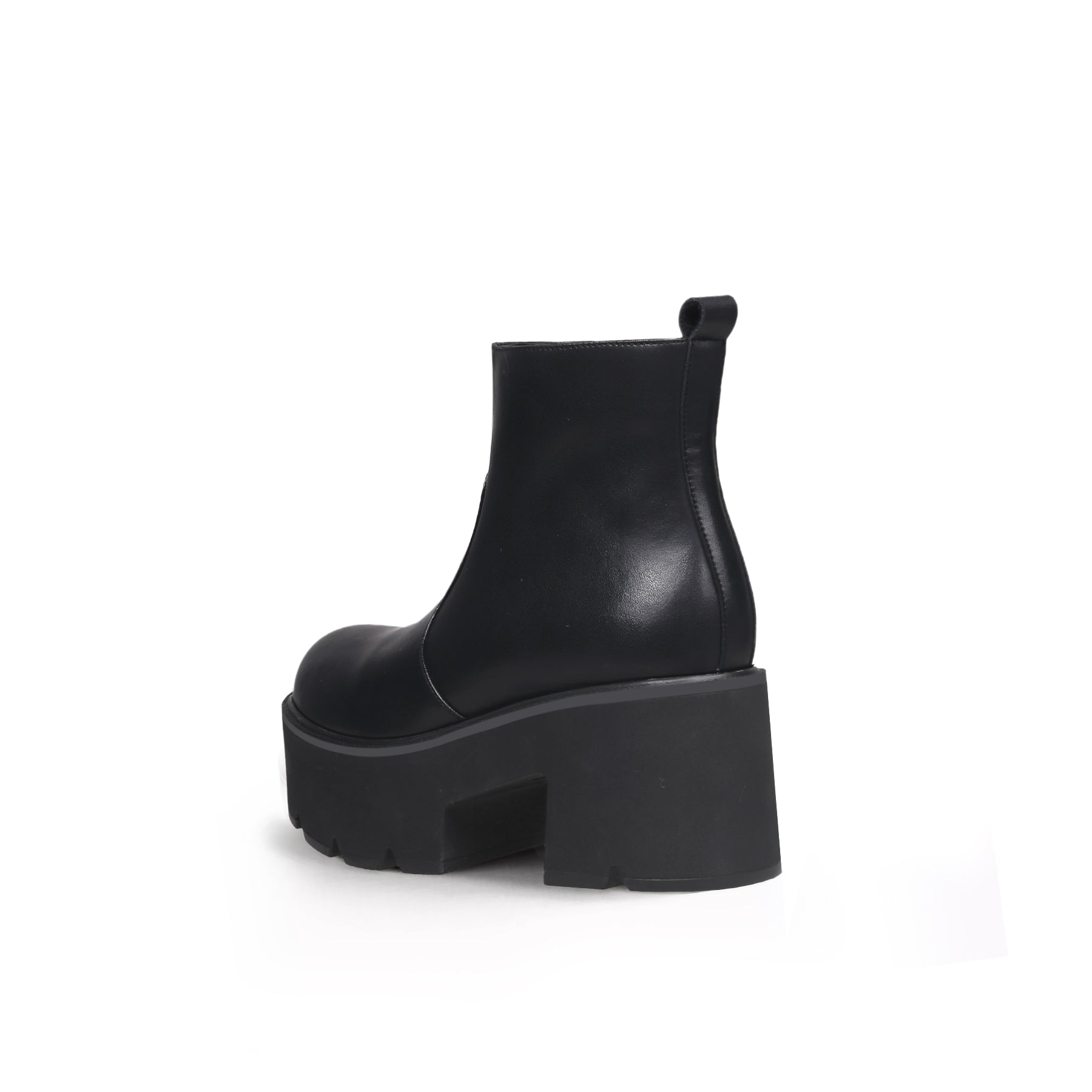 Zipped Thick Heel Black Platform Boots
