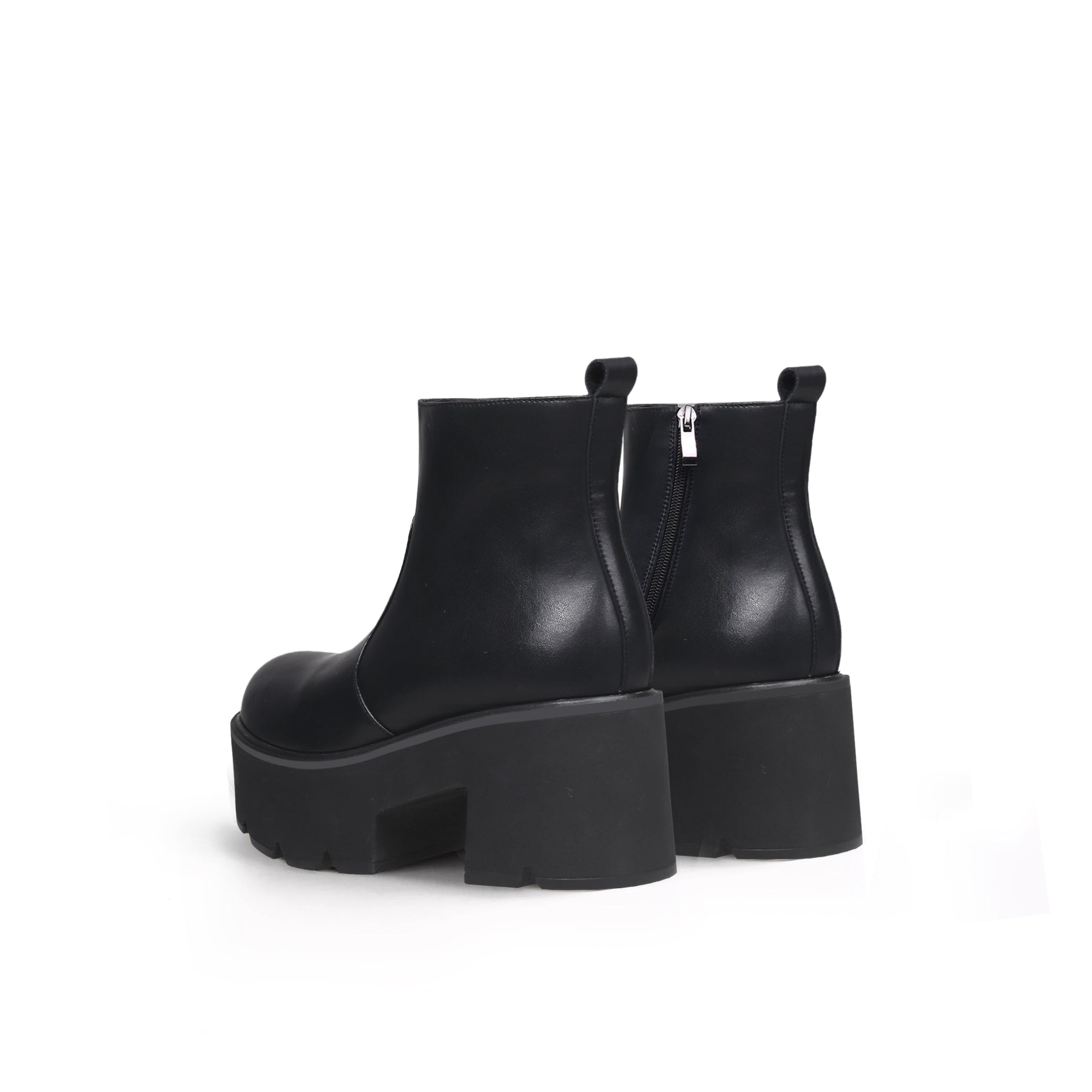 Zipped Thick Heel Black Platform Boots